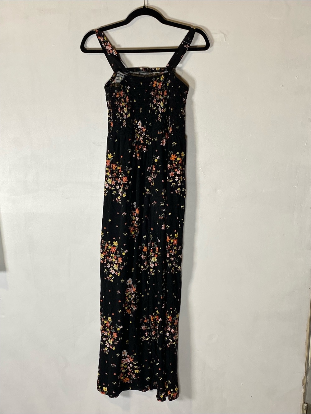 Floral Wide Leg Smocked Jumpsuit Cottagecore Boho Sleeveless Romper Medium - Picture 4 of 5